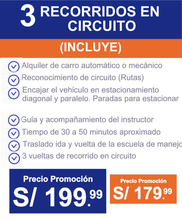 Precio 3 vueltas en circuito con traslado