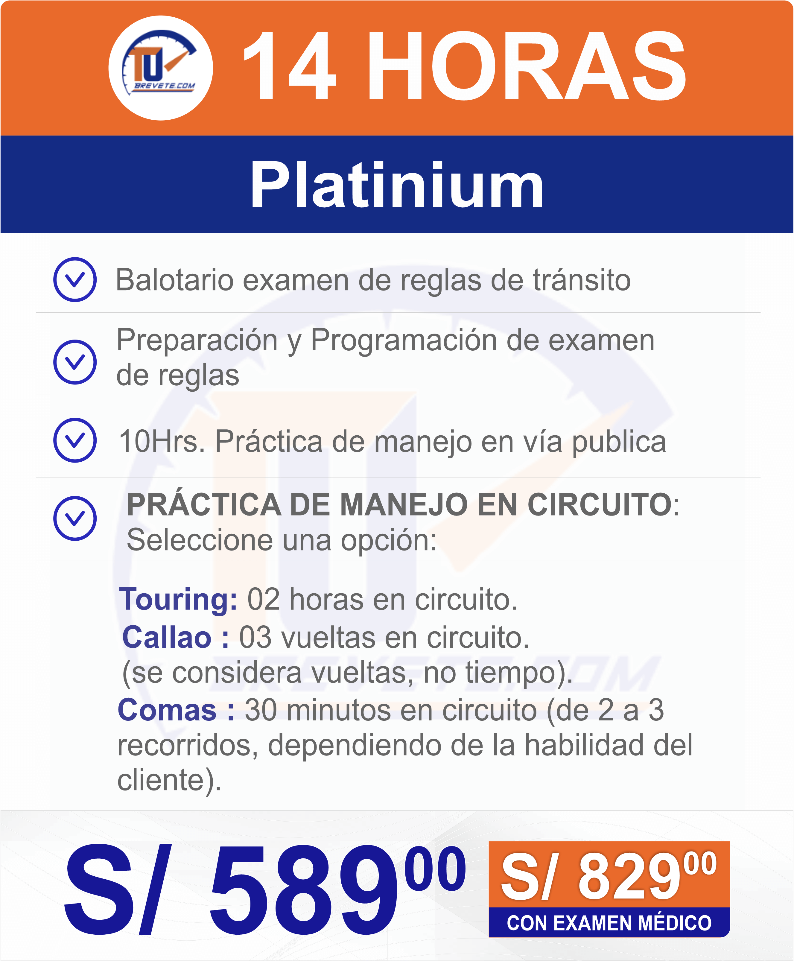 Practicas de manejo Platinium 14 Hrs